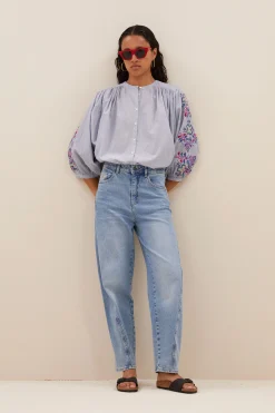 By bar becky pinstripe blouse | indi grey^ Blusen