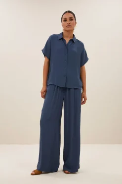 By bar benji viscose pants | opal blue^ Hosen