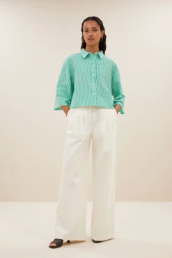 By bar bernie blouse | green seer stripe^ Blusen