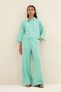 By bar bernie blouse | green seer stripe^ Blusen