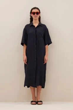 By bar bruno linen dress | midnight^ Kleider
