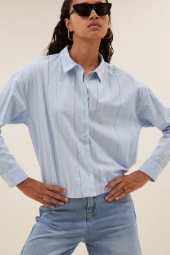 By bar elvie stripe chambray blouse | light blue stripe^ Blusen