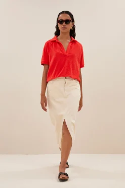 By bar harper slub top | poppy red^ Tops & Shirts