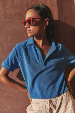 By bar harper slub top | queens blue^ Tops & Shirts