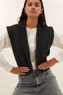 By bar isla embroidery jacket | jet black^ Gilets & Spencers|Jacken