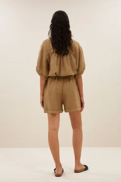 By bar june linen shorts | khaki^ Overalls & Shorts