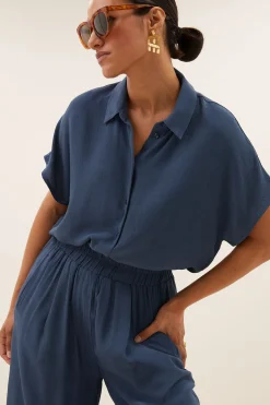 By bar karly viscose blouse | opal blue^ Blusen