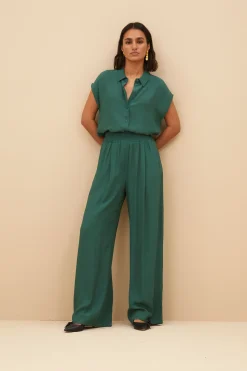 By bar kiek viscose top | deep green^ Blusen