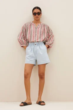 By bar leon bleached denim shorts | bleached denim^ Overalls & Shorts