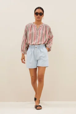 By bar leon bleached denim shorts | bleached denim^ Overalls & Shorts