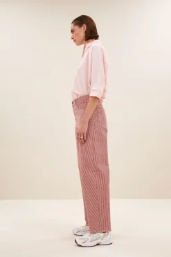 By bar lew stripe pants | red milky stripe^ Jeans|Hosen