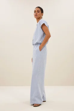 By bar lode stripe blouse | blue seer stripe^ Blusen