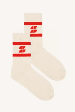 By bar logo uni socks | poppy red^ Socken