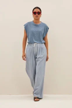 By bar mason linen top | blue stone^ Tops & Shirts