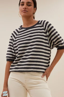 By bar neva slub stripe top | jet black^ Tops & Shirts