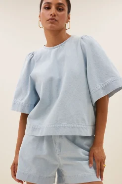 By bar olivia bleached denim blouse | bleached denim^ Blusen