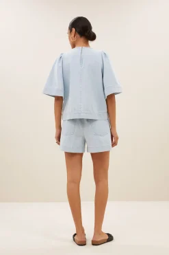 By bar olivia bleached denim blouse | bleached denim^ Blusen