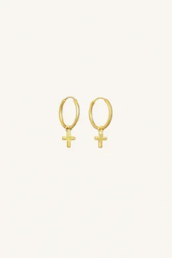 By bar PD cross round earring |^ Ohrringe