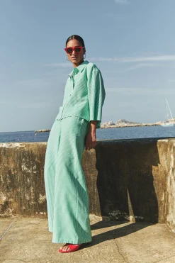 By bar randy green stripe pants | green seer stripe^ Hosen