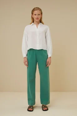 By bar sarah short linen blouse | bright white^ Blusen