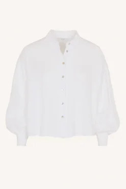 By bar sarah short linen blouse | bright white^ Blusen