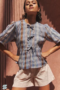 By bar serena check blouse | grid print^ Blusen