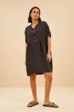 By bar tais linen dress | jet black^ Kleider