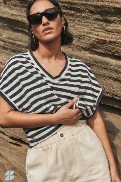 By bar tammie slub stripe top | jet black^ Tops & Shirts