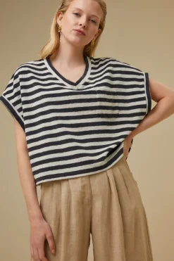 By bar tammie slub stripe top | jet black^ Tops & Shirts